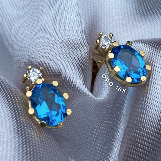 Aretes en Oro con topacios